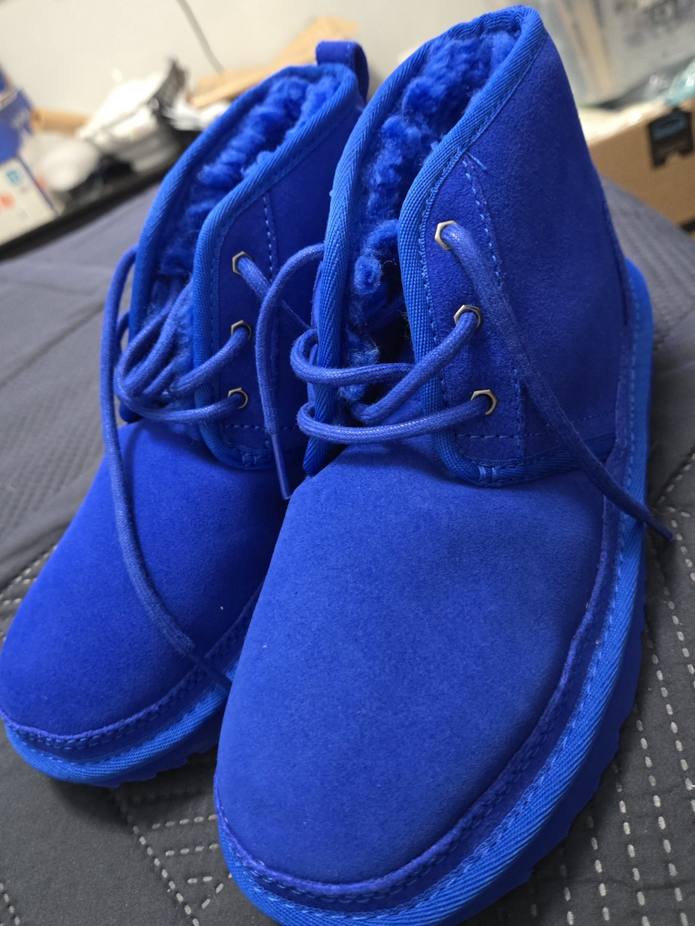 UGG Boys Girls Blue Neumel II Suede Chukka Boots Sz 2 youth S/N 1017320k - Picture 1 of 6